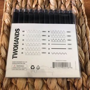 TwoHands Black Pigment Liner pen set non toxic, water based, waterproof set of12